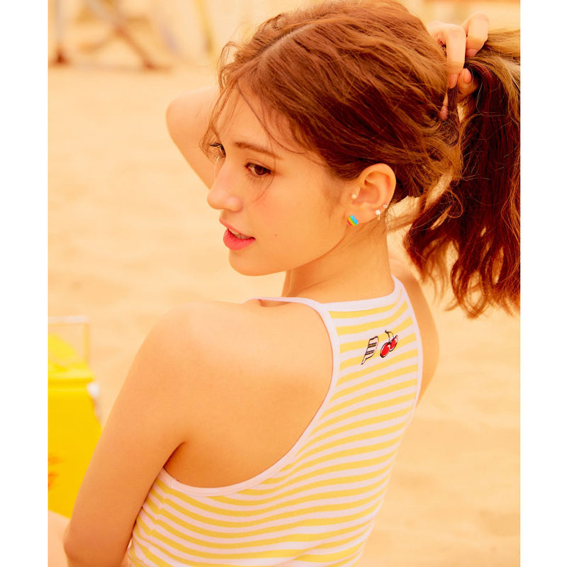 KIRSH x Beanpole Sport - Stripe Halter Neck - Yellow