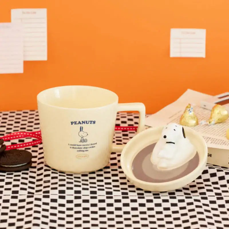 Bo Friends x Peanuts - Snoopy Cream Mug With Lid - Bo Friends - Mugs - Harumio