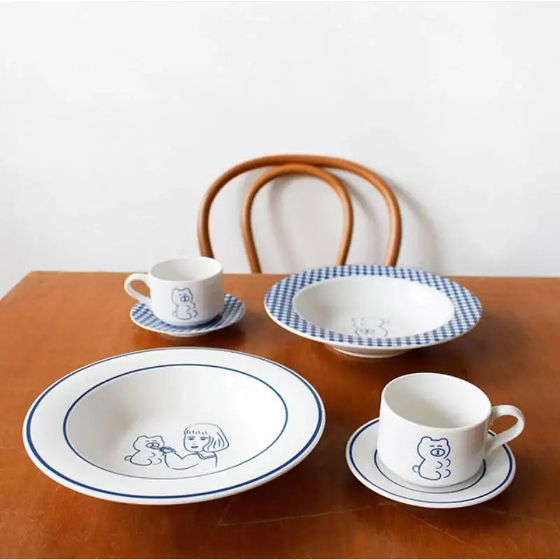 1537 - Teddy and Lucy Pasta Bowl - 1537 - Bowls - Harumio