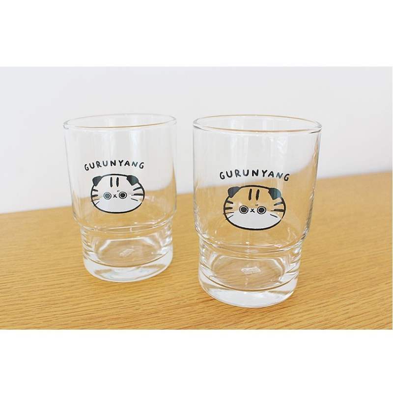 Molang - Gurunyan Face Double Glass Cup - Molang - Glass Cup - Harumio