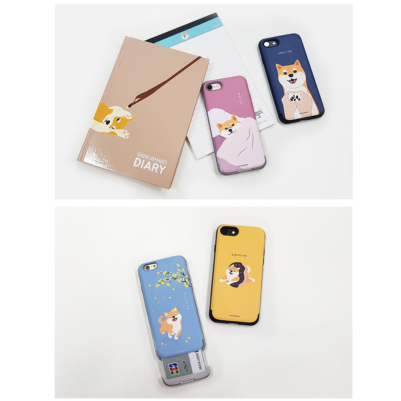Shiro and Maro - Phone Case with Card Slot- Shiro - Blue