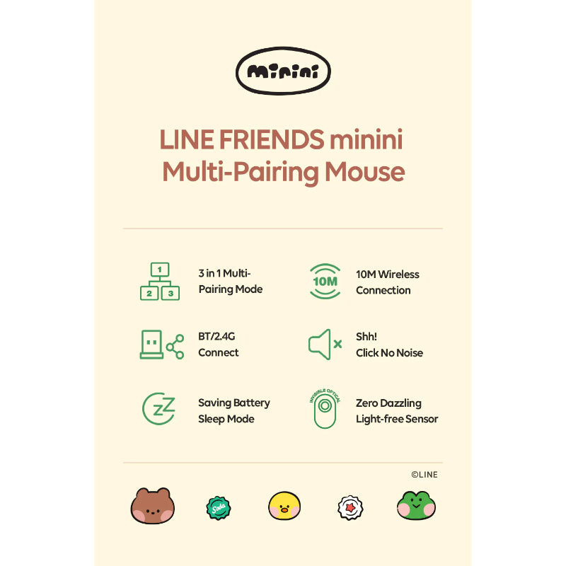 Line Friends - Minini Lenini Multi Pairing Wireless Mouse