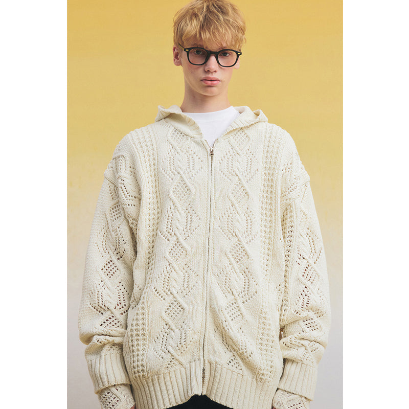 Mainbooth - Neutral Punching Zip-Up Sweater