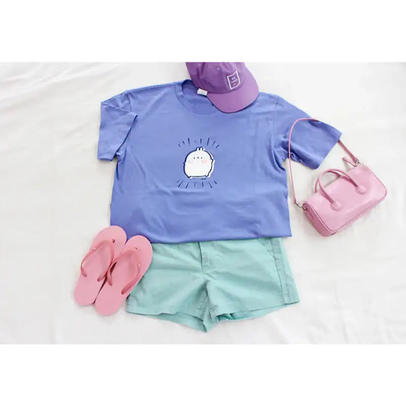 Molang - Simple Oversize Short Sleeve Tee - Molang - T-Shirt - Harumio