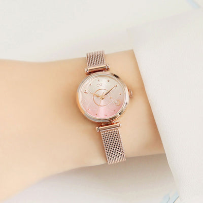 Le Petit Prince x OST - Pink Planet Rose Gold Mesh Watch