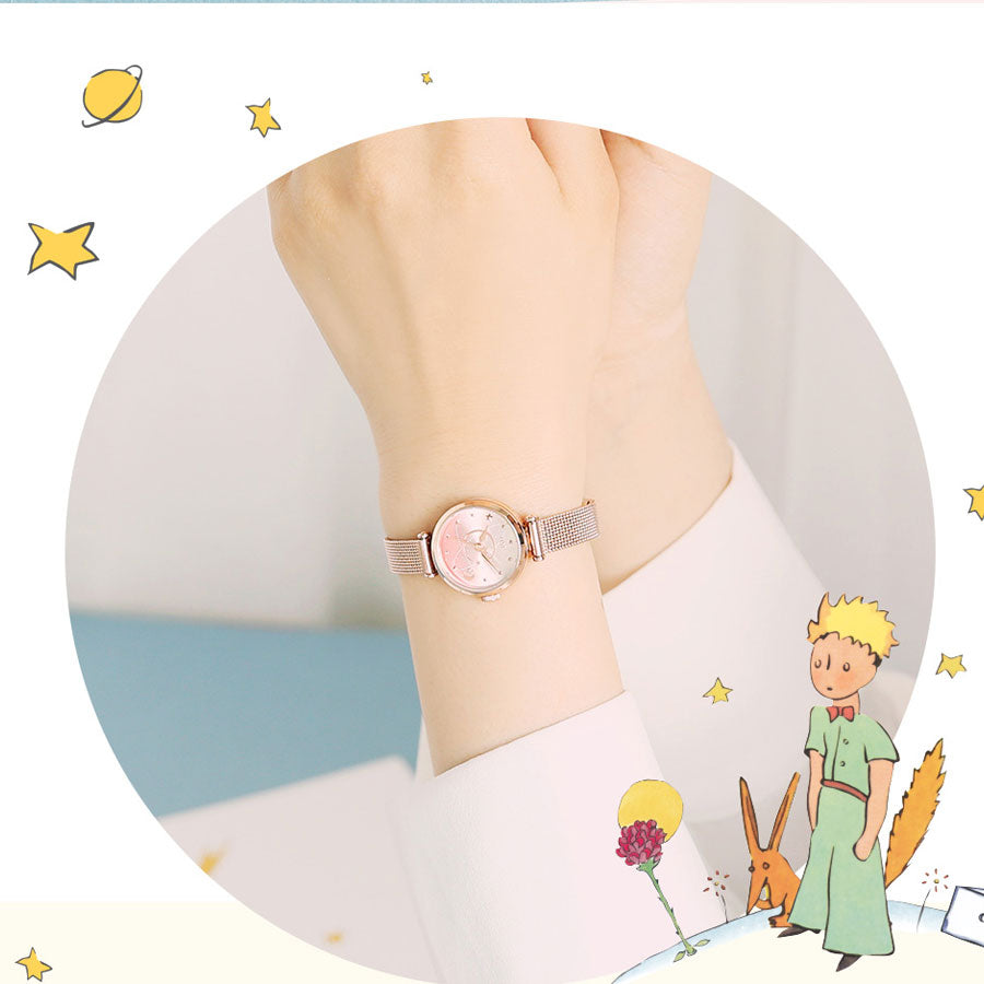 Le Petit Prince x OST - Pink Planet Rose Gold Mesh Watch
