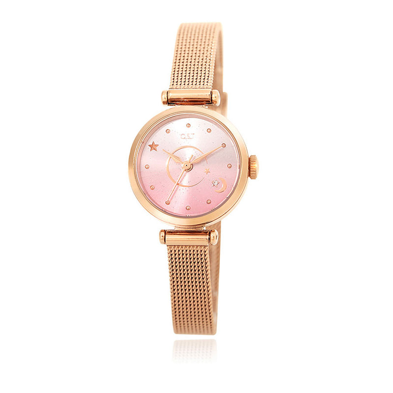 Le Petit Prince x OST - Pink Planet Rose Gold Mesh Watch