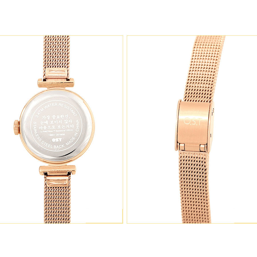 Le Petit Prince x OST - Pink Planet Rose Gold Mesh Watch