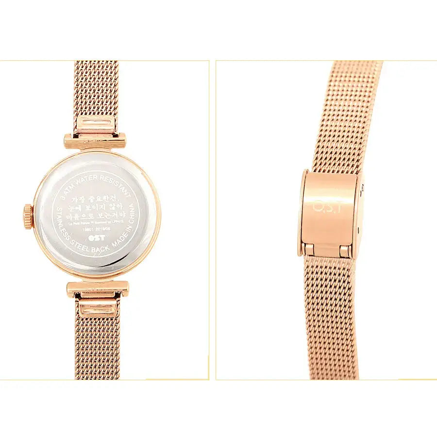 Le Petit Prince x OST - Pink Planet Rose Gold Mesh Watch - OST - Watches - Harumio