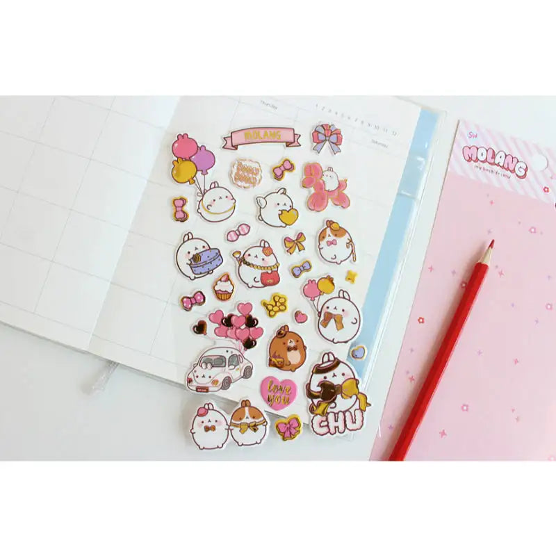 Molang - Gold Box Sticker - Molang - Decorative Stickers - Harumio