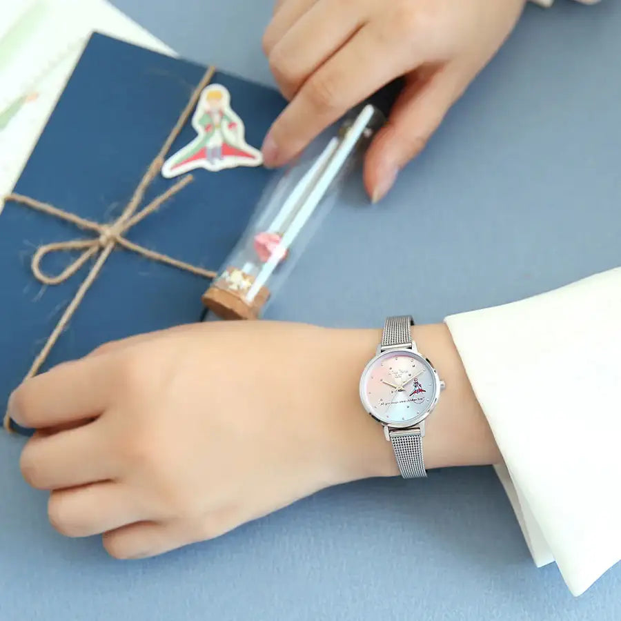 Le Petit Prince x OST - Le Petit Prince and Planet Silver Mesh Watch - OST - Watches - Harumio