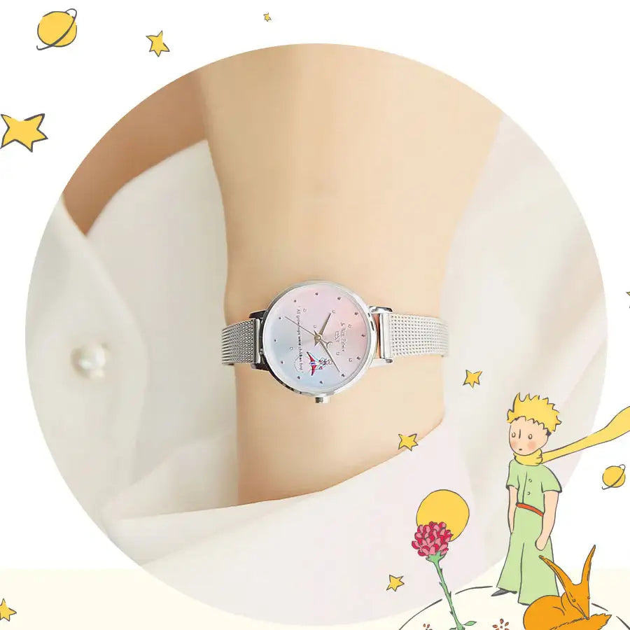Le Petit Prince x OST - Le Petit Prince and Planet Silver Mesh Watch - OST - Watches - Harumio
