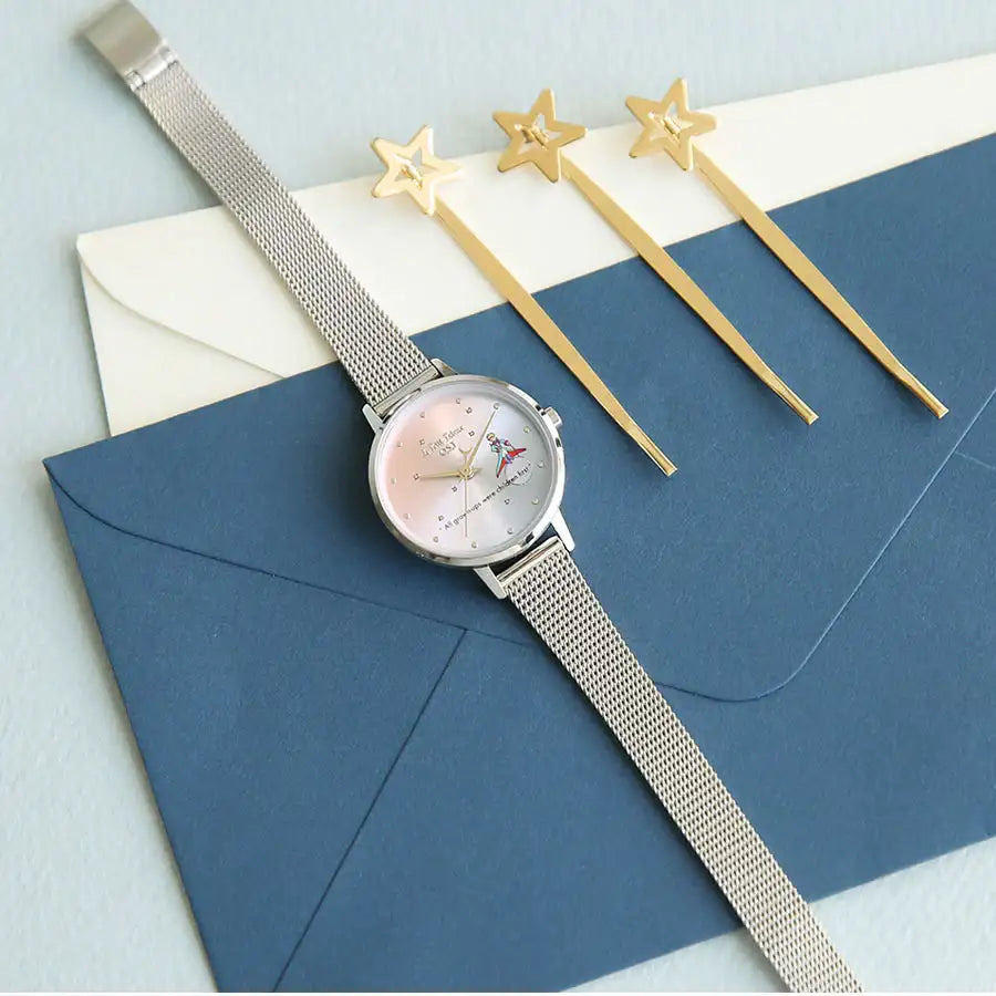 Le Petit Prince x OST - Le Petit Prince and Planet Silver Mesh Watch - OST - Watches - Harumio