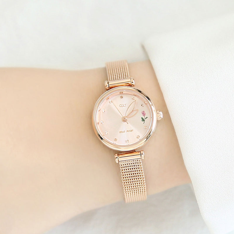 Le Petit Prince x OST - Planet Roses Rose Gold Mesh Watch