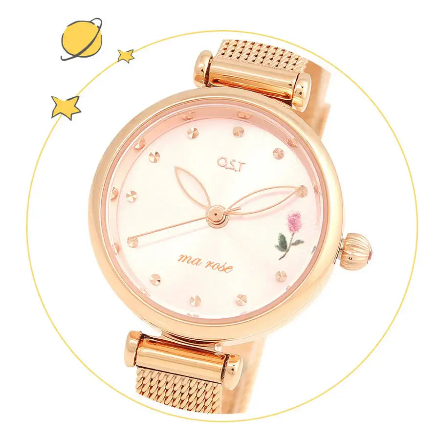 Le Petit Prince x OST - Planet Roses Rose Gold Mesh Watch - OST - Watches - Harumio