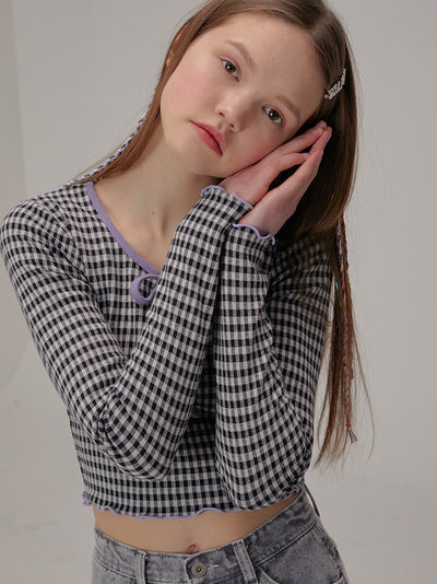 Sculptor - Gingham Check Ribbon Tie Top