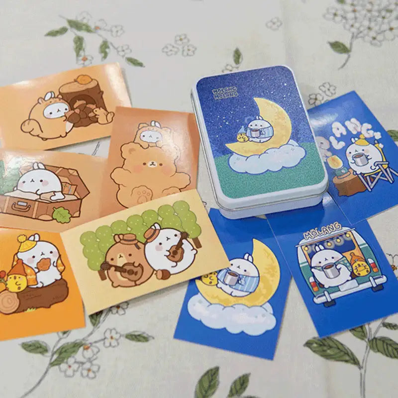Molang - Moonlight Camping Tin Case + Sticker Set - Molang - Stickers - Harumio