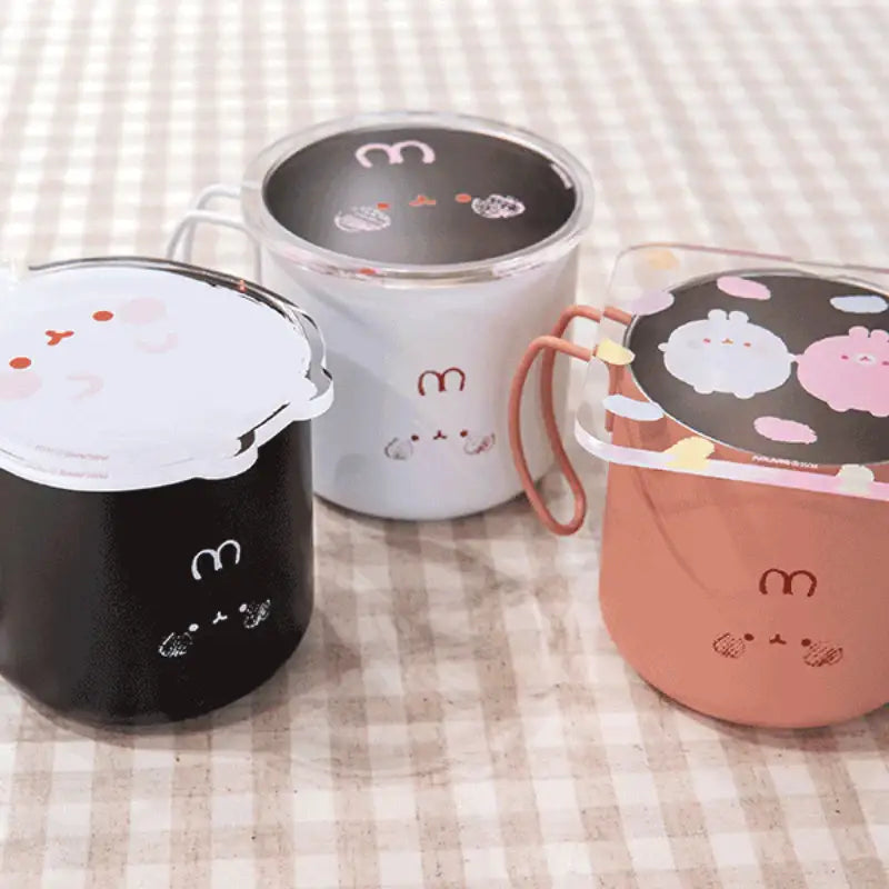 Molang - Stainless Steel Mug & Acrylic Coaster Set - Molang - Mugs - Harumio