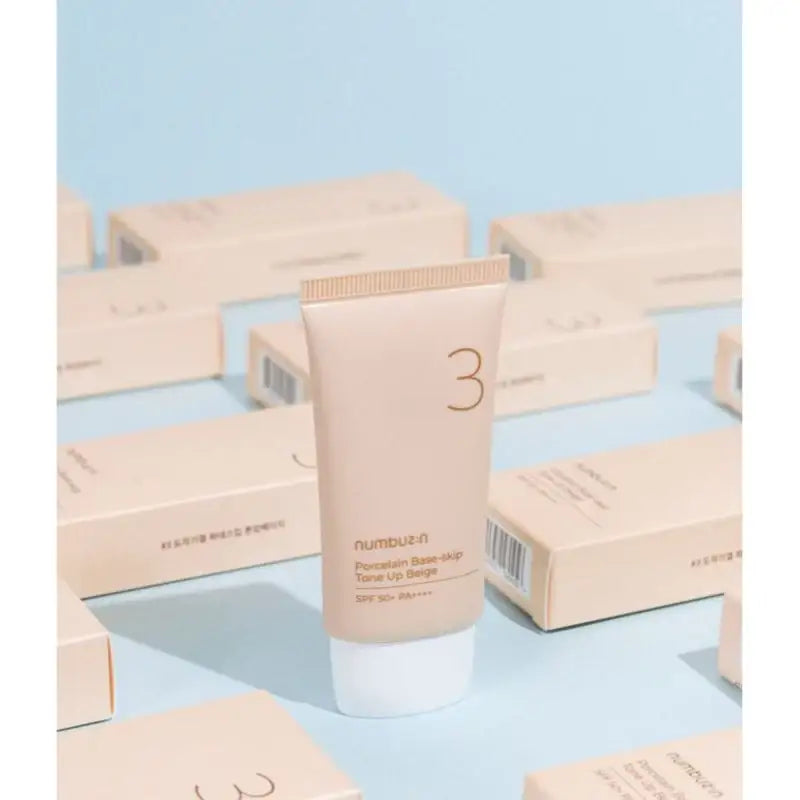 Numbuzin - No.3 Porcelain Base-skip Tone Up Beige - Numbuzin - - Harumio