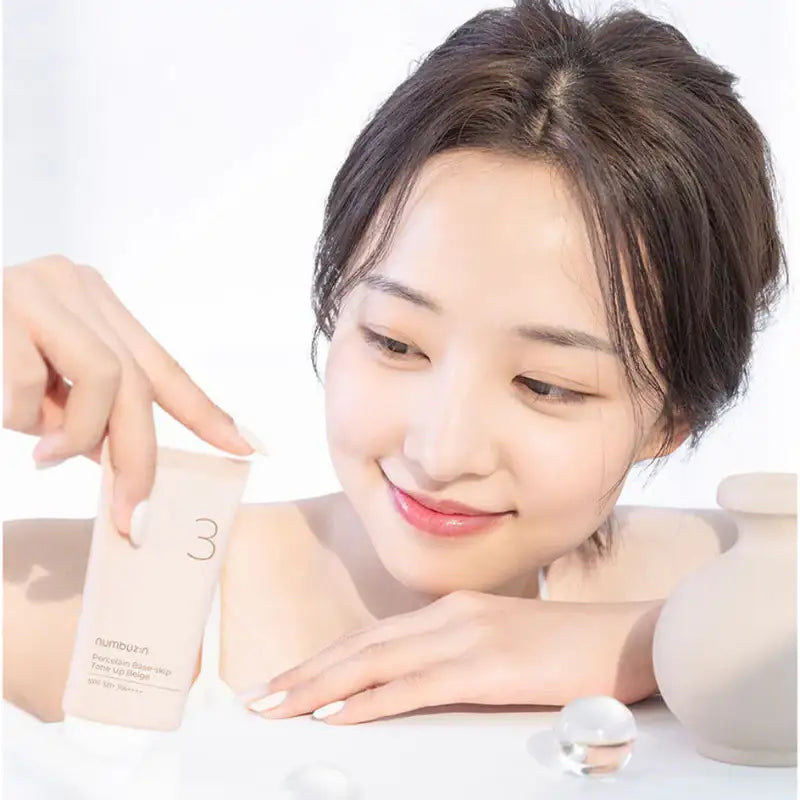 Numbuzin - No.3 Porcelain Base-skip Tone Up Beige - Numbuzin - - Harumio