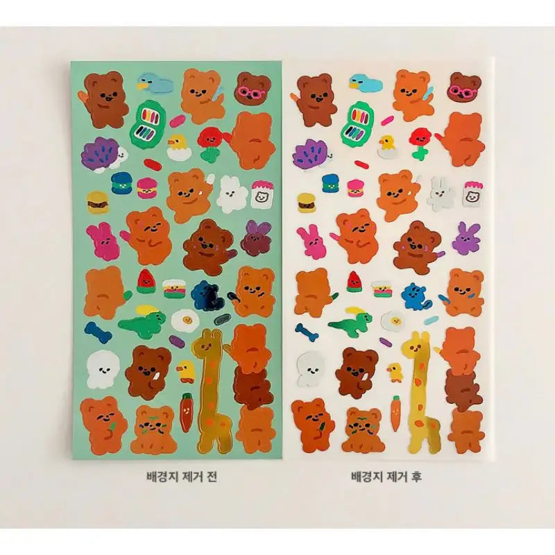 Pureureumdesign - Cupid Bear's crayon glossy sticker - Pureureumdesign - Sticker - Harumio