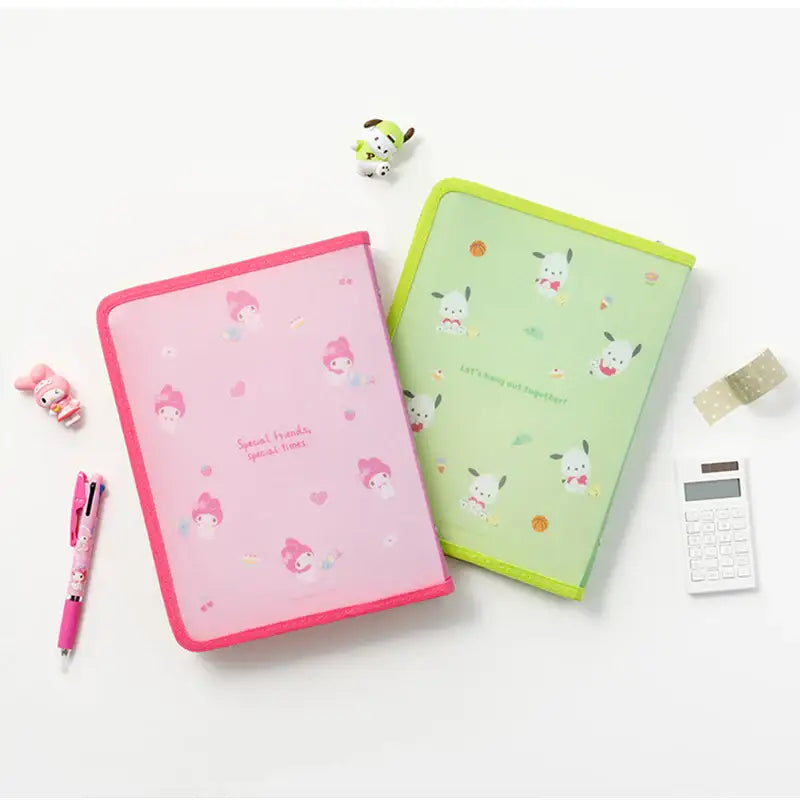 Yudaeng - A5 - Sanrio Translucent Zipper 6 Holes Diary Binder Zipper Bag Set - Yudaengdotcom - File Storage - Harumio