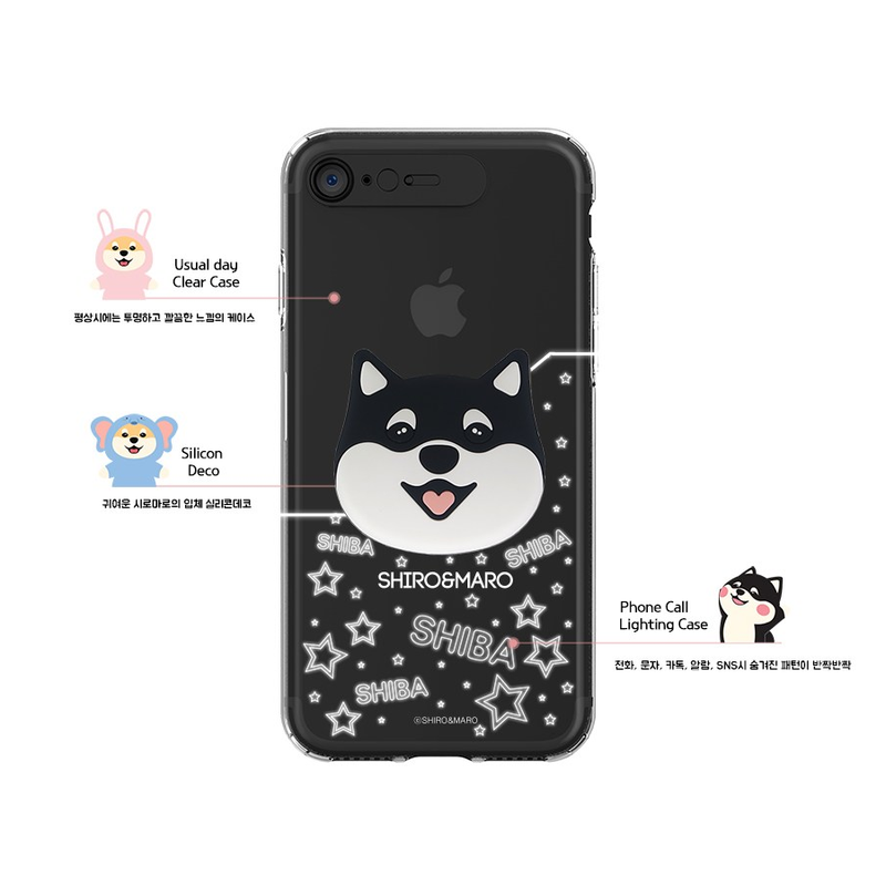 Shiro and Maro - 3-D Light Up Phone Case - Shiro Clover - Transparent