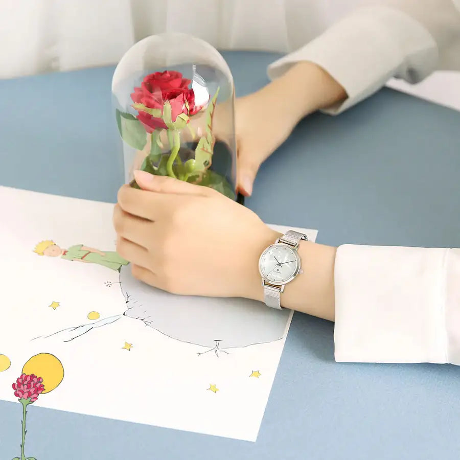 Le Petit Prince x OST - Le Petit Prince and Planet Silver Luminous Mesh Watch - OST - Watches - Harumio