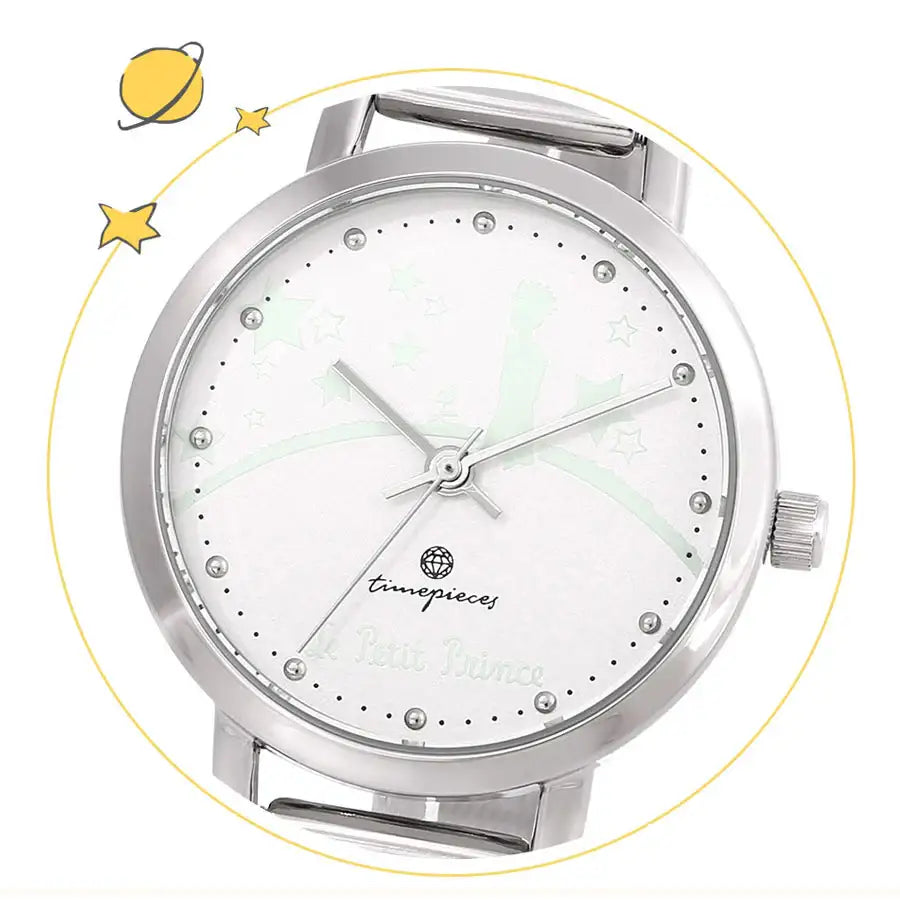 Le Petit Prince x OST - Le Petit Prince and Planet Silver Luminous Mesh Watch - OST - Watches - Harumio