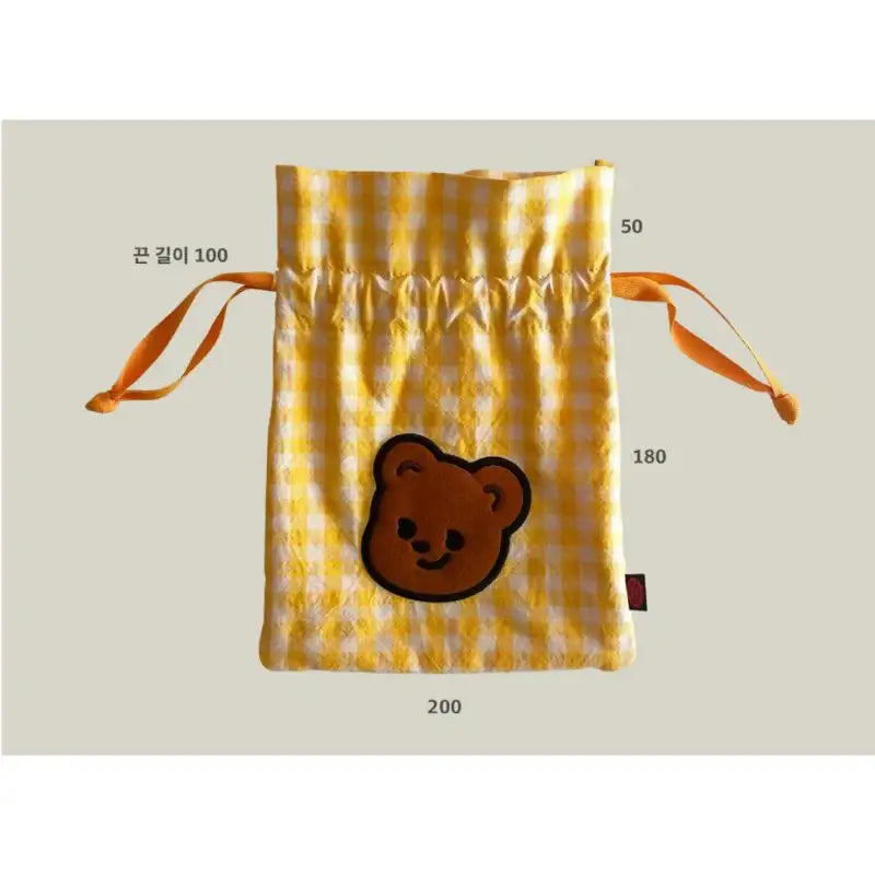 Pureureumdesign - Cupid Bear embroidered string pouch - Pureureumdesign - Pouch Bag - Harumio