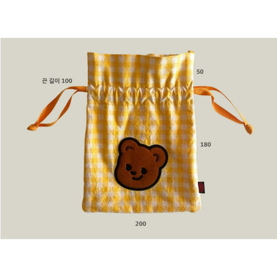 Pureureumdesign - Cupid Bear embroidered string pouch
