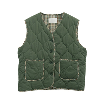 3CE STYLENANDA - Check Binding Color Quilting Vest