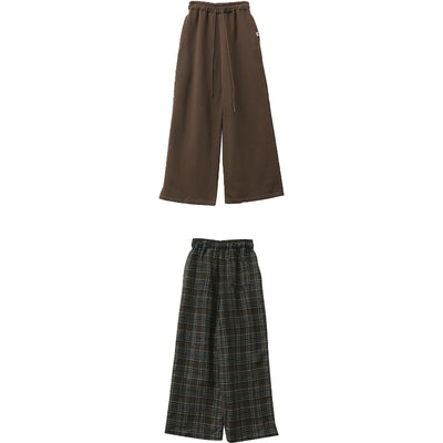 3CE STYLENANDA - Check Color Matching Brushed Banding Wide Pants