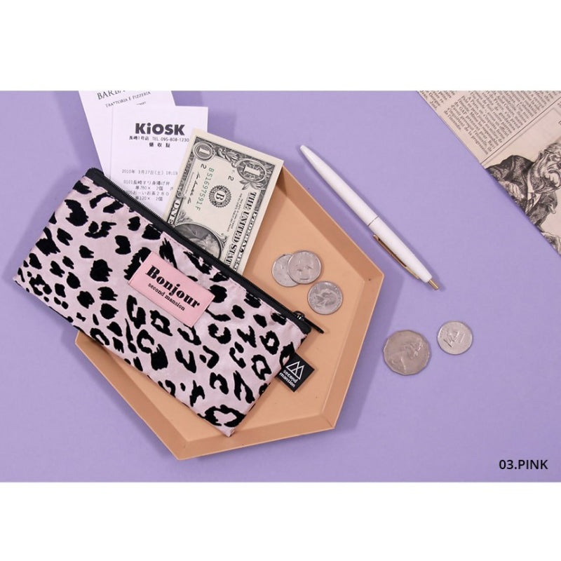 Second Mansion x 10x10 - Bonjour Leopard Pencil Case