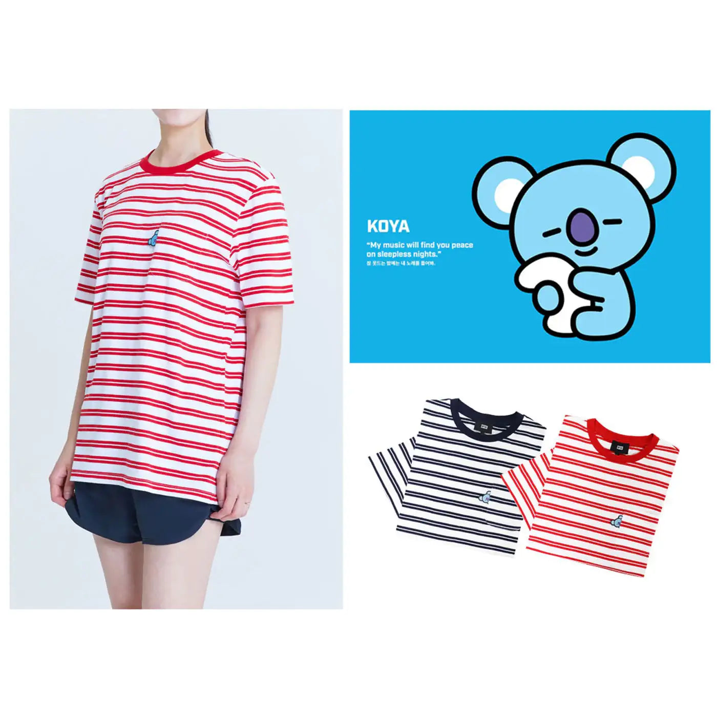 BT21 x Hunt Innerwear - Universtar T-shirt - Navy - BT21 - T-Shirt - Harumio