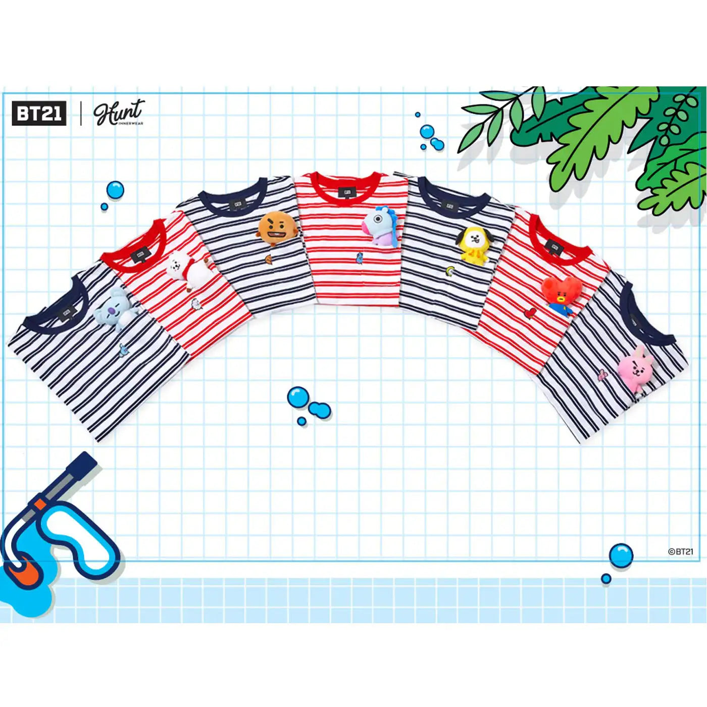 BT21 x Hunt Innerwear - Universtar T-shirt - Navy - BT21 - T-Shirt - Harumio