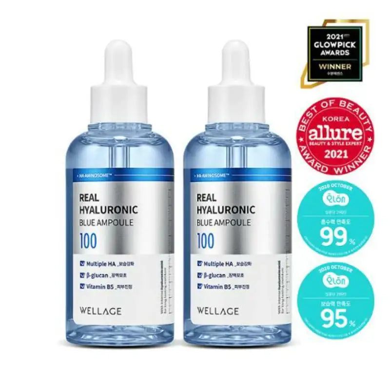 Wellage - Real Hyaluronic Blue 100 Ampoule Double Set - Wellage - Ampoules - Harumio