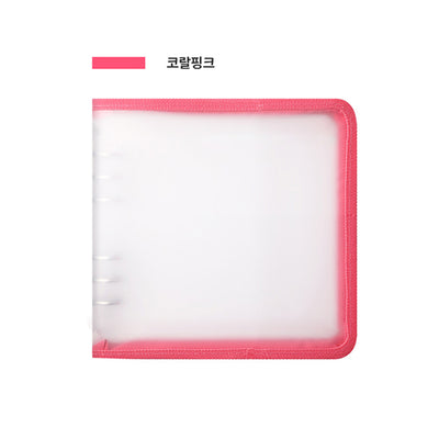Yudaeng - Wide A6 - Square Translucent Zipper 6 Holes Diary Cover Pocket Binder