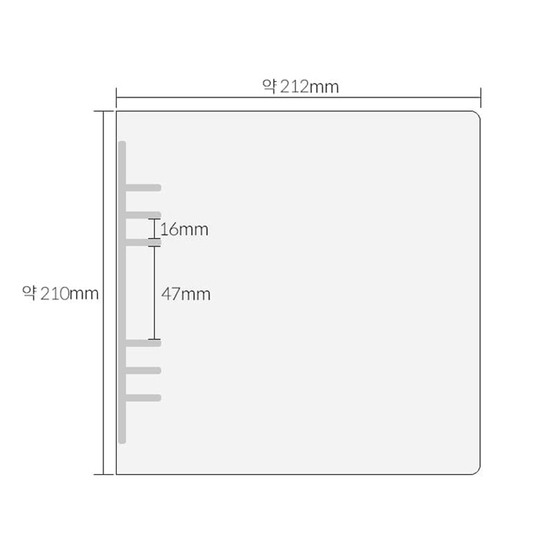 Yudaeng - Wide A6 - Square Translucent Zipper 6 Holes Diary Cover Pocket Binder