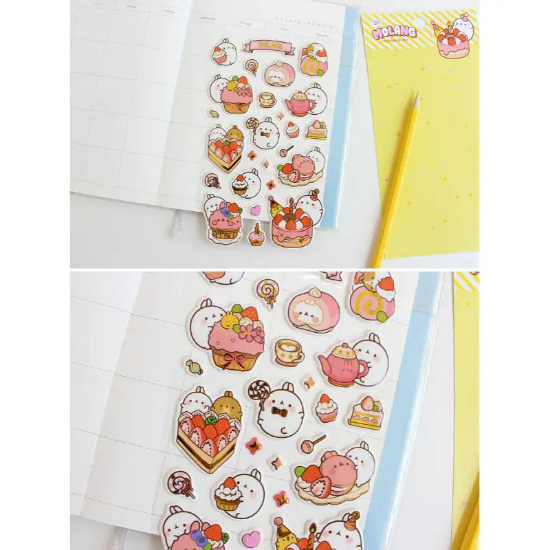 Molang - Gold Box Sticker - Molang - Decorative Stickers - Harumio